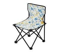 Amooorous Sedie da campeggio con fiori e farfalle, multicolore, colore giallo e azzurro, portatile, resistente, ultra leggera, con borsa per il trasporto inclusa, per pesca e viaggi