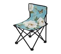 Amooorous Sedie da campeggio in stile vintage bianco con fiori di peonia, resistenti, leggere e portatili, per aspettare in linea, borsa per il trasporto inclusa per concerti all'aperto