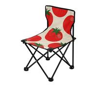 Amooorous Sedie da campeggio pieghevoli beige con sagome di pomodoro in stile cartone animato sedie da spiaggia portatili ultra leggere per viaggiare con borsa per il trasporto per pesca sul ghiaccio