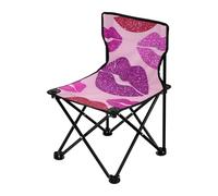 Amooorous Sedie da campeggio pieghevoli con labbra finte glitterate, alla moda, rosa, leggere, per adulti, con borsa per il trasporto, per pesca sul prato
