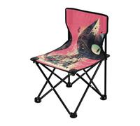Amooorous Sedie da campeggio pieghevoli in stile surrealista con gatto nero, sedie da campeggio ultra leggere, con borsa per il trasporto, per viaggi, prato