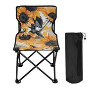 Amooorous Sedie da campeggio pieghevoli per adulti, resistenti, leggere, con borsa per il trasporto, per viaggi sul prato, motivo anime, girasole e frassino, arancione brillante