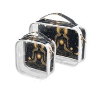 Amooorous Set di 2 astucci da bagno decorativi trasparenti Muse Moon Godness Boho Gotico da uomo, approvati dalla TSA Kit da barba Bolsa di Makeuje, musa moon godness boho gotico, 1, musa moon godness