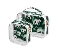 Amooorous Set di 2 astucci da bagno trasparenti a forma di panda verde smeraldo, grande borsa per il trucco portatile approvata dalla TSA, lesser panda verde smeraldo, 1 taglia, Lesser Panda Verde
