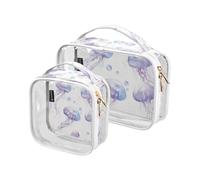 Amooorous Set di 2 astucci da bagno trasparenti da uomo, approvati dalla TSA per WC, riutilizzabili, conformi agli standard aeroportuali e aerei, bellezza luna medusa, bellezza luna medusa viola, 1