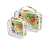 Amooorous Set di 2 astucci da bagno trasparenti da uomo con frutta fresca e verde, approvati dalla TSA, frutta verde fresca estiva, 1 misura, Frutta Verde Fresca Estate, 1 size