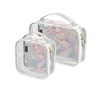 Amooorous Set di 2 astucci da bagno trasparenti da uomo, motivo: sirena e stelle, stile anime carino sirena stelle sognanti, 1 taglia, Stile Anime Carino Sirena Stelle Sogno, 1 size
