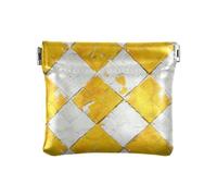 Amooorous Sfondo bianco con una scacchiera a forma di giallo Portamonete in pelle da donna Portamonete Portamonete Portatile Organizer per Uomini Donne, Sfondo bianco con una scacchiera a forma di