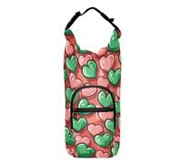 Amooorous Sfondo fard con un sacco di cuori verdi su di esso portabottiglie d'acqua con cerniera per escursioni a tracolla portabottiglie d'acqua, adatto per bottiglie da 570 ml, 680 g, 907 g, 1134 g