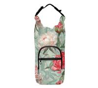 Amooorous Sfondo grigio-verde con pesca e peonie rosse portabottiglie per camminare funzionale portabottiglie per escursionismo portabottiglie per escursioni, adatto per bottiglie da 570 g, 680 g, 907