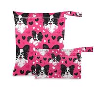 Amooorous Simpatico animale cane cuore San Valentino borsa impermeabile a prova di disordine 2 confezioni essenziali da viaggio per volare con maniglie per asilo nido, viaggio