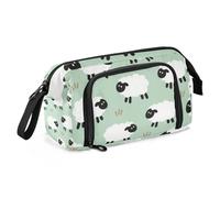 Amooorous Simpatico astuccio per la scuola con pecore bianche in stile cartone animato, grande capacità, astuccio leggero per infermieri e scuole indispensabili