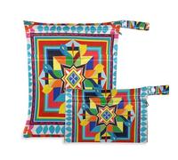 Amooorous Simpatico cartone animato fiore modello Boho borsa riutilizzabile per panno 2 Pack borsa per pannolini oggetti essenziali con manici per spiaggia, pannolini per bambini