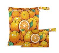 Amooorous Simpatico cartone animato frutta arancione lavabile borsa per pannolini per bambini 2 Pack borsa per pannolini oggetti essenziali con maniglie per pannolini per bambini, bagno