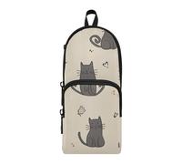 Amooorous Simpatico cartone animato gattino nylon 3 scomparti ragazze matita borsa grande capacità astuccio per ragazzi cancelleria per ragazzi scuola superiore 1600 ml