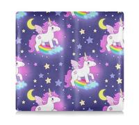 Amooorous Simpatico cartone animato unicorni stella viola pesca in pelle auto registrazione e assicurazione titolare vano guanti Organizzare per carte, documenti essenziali, patente di guida veicolo