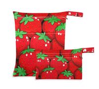 Amooorous Simpatico costume da bagno a prova di frutta e fragole a prova di disordine, confezione da 2 pezzi essenziali da viaggio per bambini con manici per viaggi, asilo nido