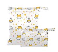 Amooorous Simpatico gattino cartone animato borse con cerniera per bambino confezione da 2 elementi essenziali da viaggio per bambini con maniglie per pannolini per bambini, pannolini per bambini
