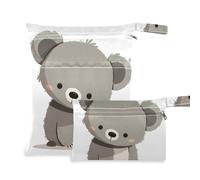 Amooorous Simpatico Koala grigio Cartoon lavabile palestra vestiti borsa 2 Pack essenziale da viaggio per bambino con maniglie per asilo nido, pannolini per bambini