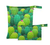 Amooorous Simpatico sacchetto per biancheria con cerniera a forma di cactus, confezione da 2 pezzi essenziali da viaggio per bambini, con manici per fare il bagno, lo yoga