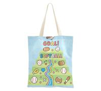 Amooorous Softball Goal Verde Blu Modello di Tela Tote Bag Per Le Donne con Maniglie Insegnante Tote Bag Borse di Tela Per Artigianato per Gli Insegnanti Bolsa de lona