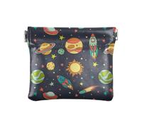 Amooorous Space Rockets Comet PlanetsPU Portamonete in pelle PU impermeabile gioielli per donna ragazza, Razzi spaziali Pianeti cometa, 1 size