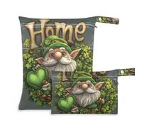 Amooorous St. Patrick Cartoon Cute Green Dwarf sacchetto asciutto impermeabile 2 Pack sacchetto bagnato per costume da bagno con manici per asilo nido, spiaggia