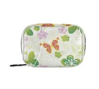 Amooorous St. Patrick Green Boho Farfalla Medicina Borsa con Scomparti Staccabili Portatile Portapillole Organizer 2 volte al giorno per borsa