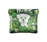 Amooorous St. Patrick Home Cute Cartoon Dog Donna in Pelle Moneta Borsa Comodo Portamonete per Uomo Donna Viaggio, San Patrizio casa Carino cartone animato cane, 1 size