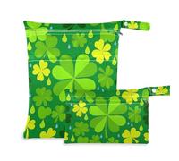Amooorous St. Patrick's Clover Green Messproof Dry Bag 2 Pack essenziale da viaggio per bambino con manici per spiaggia, palestra