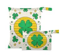 Amooorous St. Patrick's Clover Green Stars - Set di 2 borse da bagno impermeabili per costume da bagno con manici per bagno, palestra