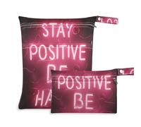 Amooorous Stay Positive Be Happy borse riutilizzabili da viaggio 2 sacchetti bagnati per costume da bagno con manici per yoga, pannolini per bambini