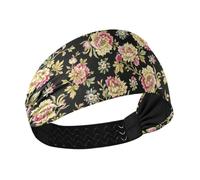 Amooorous Stile barocco Retro Beige Fiori Antiscivolo Estate fasce per le donne Fascia elastica per il sudore per Corsa Ciclismo cintillos de pelo para mujeres