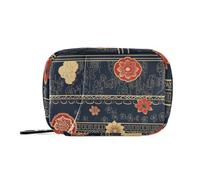 Amooorous Stile cinese Fiori Elegante Stripe Nero Medicina Bag con Scomparti staccabili attaccabile organizzatore caso di viaggio per la borsa