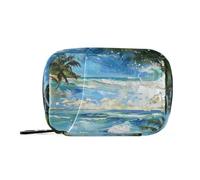 Amooorous Summer Beach Blue Sea Beautiful Sunshine Green Coconut Trees Wave Surf medicine borse per le donne con scomparti staccabili attaccabile organizzatore pillola da viaggio per borsa