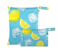Amooorous Summer Blue Ice Lemon - Borsa impermeabile riutilizzabile, confezione da 2, essenziale da viaggio, con manici per piscina, spiaggia