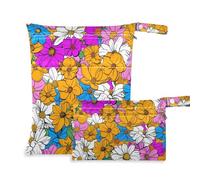 Amooorous Summer Flowers Borsa impermeabile per pannolini, confezione da 2 pezzi, articoli essenziali con manici per yoga, asilo nido
