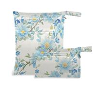 Amooorous Summer Fresh Blue Daisies - Borsa impermeabile per la biancheria, confezione da 2, essenziale da viaggio per bambini, con manici per yoga, asilo nido