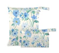 Amooorous Summer Fresh Blue Daisies Borsa lavabile per palestra Confezione da 2 elementi essenziali da viaggio per volare con manici per yoga, piscina