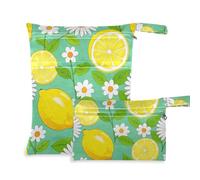 Amooorous Summer Lemon Daisy Flower - Borsa impermeabile lavabile, confezione da 2, essenziale da viaggio per bambini, con manici per viaggi, viaggi