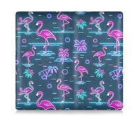 Amooorous Summer Neon Flamingo Wave Navy Blue Premium Leather Car assicurazione e titolare della carta di immatricolazione Veicolo Glove Box per Documenti, Carte, Licenza