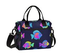 Amooorous Summer Neon Tropical Fish Borsa per il pranzo per le donne con cerniera pranzo borse frigo con tracolla scatole per il pranzo per gli uomini insegnante lavoro