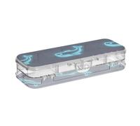 Amooorous Summer Neon Whale Wave Nero Progettato Matita Scatola di Immagazzinaggio Trasparente Doppio Piano Scatole Rigide Penne Caso Per Forniture di Cancelleria Con Snap E Coperchio