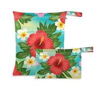 Amooorous Summer Plumeria Hibiscus Flower borsa impermeabile per viaggiare Confezione da 2 elementi essenziali da viaggio per bambino con manici per asilo nido, piscina