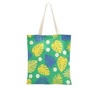 Amooorous Summer Tropical Leaf Bright Yellow Green Canvas Tote Bag con manici Tela Shopping Tote Bags Borsa della spesa per il collega Bolsa de lona