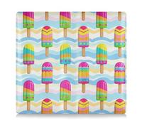 Amooorous Summer Wave Pattern Popsicle Colorful PU Leather Registrazione e Assicurazione Card Holder Prefetto Car Essentials Portafoglio per documenti, carte, patente, estate onda modello ghiacciolo