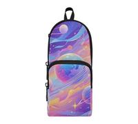 Amooorous Surrealismo colorato pianeta cosmico nylon 3 scomparti cerniera astuccio grande capacità astuccio con scomparti cancelleria organizzatore per ragazze adolescenti scuola superiore 1600 ml