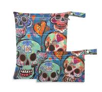 Amooorous Sweet Heart Sugar Skulls - Sacchetti riutilizzabili per bagni, confezione da 2, essenziali da viaggio per bambini, con manici per piscina, bagno