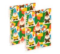 Amooorous Taccuino a righe larghe formato A5 con nani colorati e carini, 21,1 x 14,5 cm, resistente all'usura, soggetto universitario, a spirale, 60 fogli per lavoro e onfezione da 2