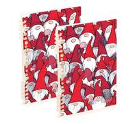 Amooorous Taccuino a righe larghe formato A5 con simpatici nani rossi di San Valentino, 21,1 x 14,5 cm, rilegatura a spirale, 60 fogli per lavoro e onfezione da 2